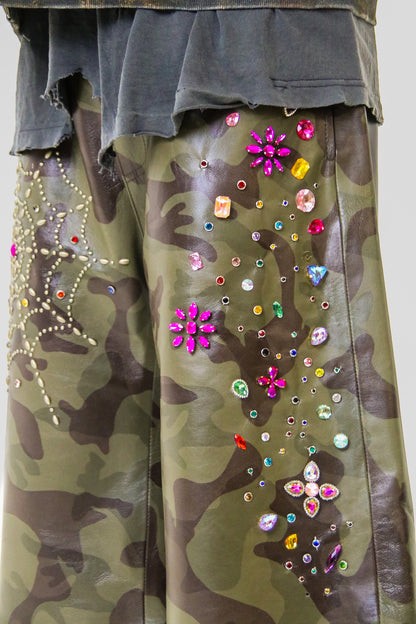 Camo Leather Shorts